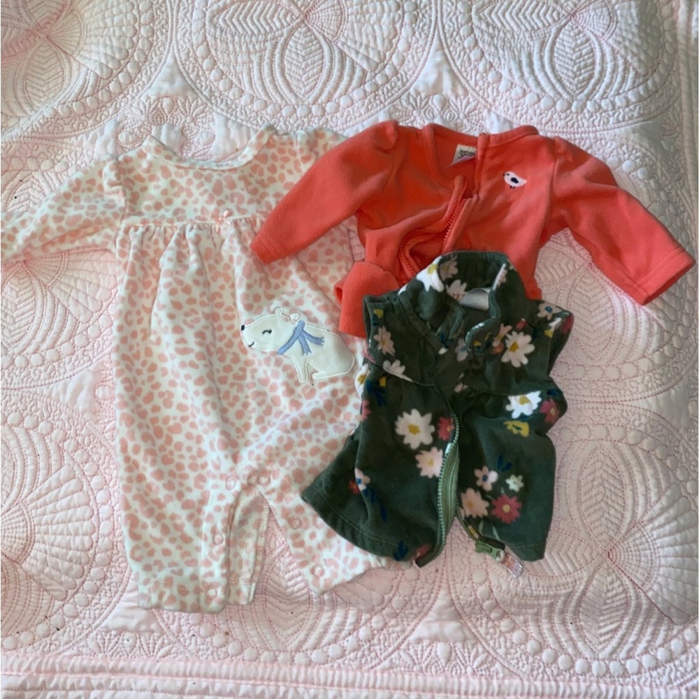 Just One You by Carter’s newborn onesie and jackets all fleece material